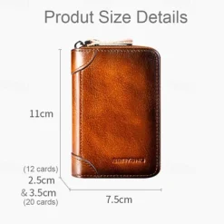 Cow Leather Multi Function ID Credit Card Holder Money Bag Coin Purse 12/20 Cards Rfid Protection Wallets Vintage Thin Short