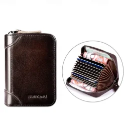 Cow Leather Multi Function ID Credit Card Holder Money Bag Coin Purse 12/20 Cards Rfid Protection Wallets Vintage Thin Short