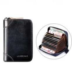 Cow Leather Multi Function ID Credit Card Holder Money Bag Coin Purse 12/20 Cards Rfid Protection Wallets Vintage Thin Short
