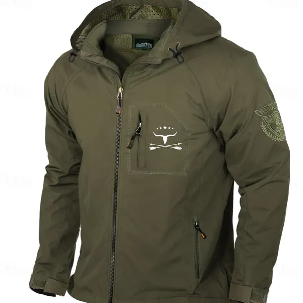Cow Print Casual Men's Lightweight Waterproof Hooded Rain Jacket Outdoor Raincoat Shell Jacket for Hiking Travel