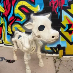 Cow Skeleton Halloween Decoration, 2025 New Halloween Cow Skeleton, Cow Skull Halloween Haunted Skeleton, Halloween Decorative Prop
