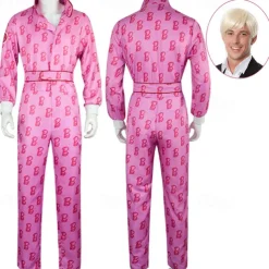 Cowboy Movie Outfits Doll Hot Pink Jumpsuit Costume for Men Boys Kids Adults West Style Y2K Retro Vintage Vacation Daily Wear Halloween Carnival With Wig