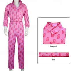Cowboy Movie Outfits Doll Hot Pink Jumpsuit Costume for Men Boys Kids Adults West Style Y2K Retro Vintage Vacation Daily Wear Halloween Carnival With Wig