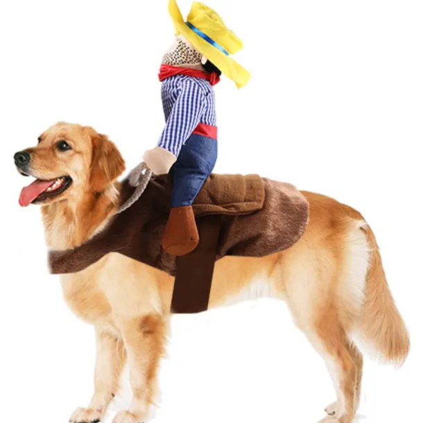 Cowboy Rider Dog Costume - Dog Costumes for Small Dogs or Cats, Dogs Clothes Knight Style with Doll and Hat for Day Pet Costumedog halloween costumes