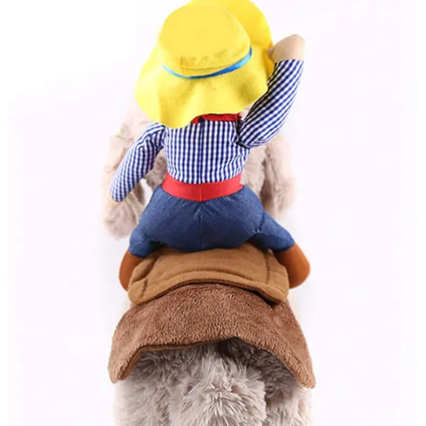Cowboy Rider Dog Costume - Dog Costumes for Small Dogs or Cats, Dogs Clothes Knight Style with Doll and Hat for Day Pet Costumedog halloween costumes