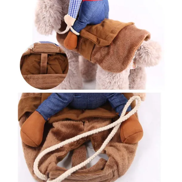 Cowboy Rider Dog Costume - Dog Costumes for Small Dogs or Cats, Dogs Clothes Knight Style with Doll and Hat for Day Pet Costumedog halloween costumes