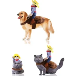 Cowboy Rider Dog Costume - Dog Costumes for Small Dogs or Cats, Dogs Clothes Knight Style with Doll and Hat for Day Pet Costumedog halloween costumes