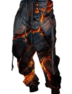 Crack Abstract Men's 3D Print Sweatpants Joggers Pants Trousers Outdoor Street Casual Daily Polyester Red Blue Purple S M L Mid Waist Elasticity Pants