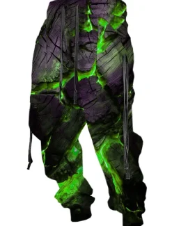 Crack Abstract Men's 3D Print Sweatpants Joggers Pants Trousers Outdoor Street Casual Daily Polyester Red Blue Purple S M L Mid Waist Elasticity Pants