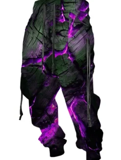 Crack Abstract Men's 3D Print Sweatpants Joggers Pants Trousers Outdoor Street Casual Daily Polyester Red Blue Purple S M L Mid Waist Elasticity Pants