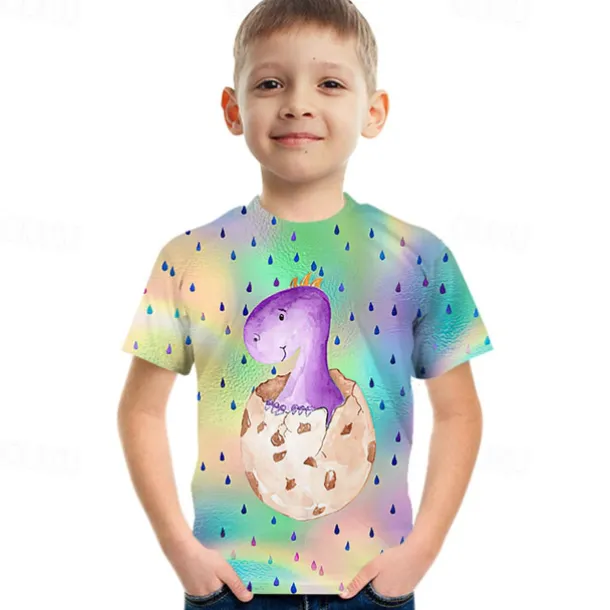 Crack 3d Kids Short Sleeve T-shirt Fashion 3d Printed Colorful Shirts For Boys And Girls