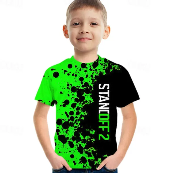 Crack 3d Kids Short Sleeve T-shirt Fashion 3d Printed Colorful Shirts For Boys And Girls