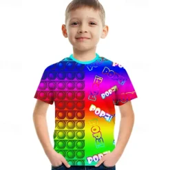 Crack 3d Kids Short Sleeve T-shirt Fashion 3d Printed Colorful Shirts For Boys And Girls