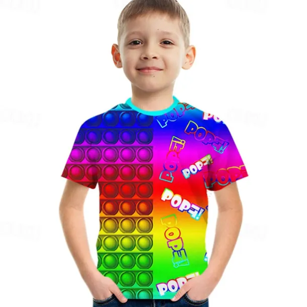 Crack 3d Kids Short Sleeve T-shirt Fashion 3d Printed Colorful Shirts For Boys And Girls