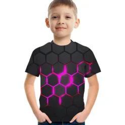 Crack 3d Kids Short Sleeve T-shirt Fashion 3d Printed Colorful Shirts For Boys And Girls