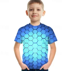 Crack 3d Kids Short Sleeve T-shirt Fashion 3d Printed Colorful Shirts For Boys And Girls
