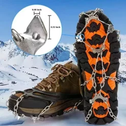 Crampons Ice Cleats For Boots Shoes, Anti Slip Stainless Steel Spikes For Outdoor Hiking Fishing Walking Climbing Mountaineering