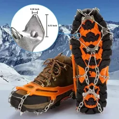 Crampons Ice Cleats For Boots Shoes, Anti Slip Stainless Steel Spikes For Outdoor Hiking Fishing Walking Climbing Mountaineering