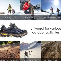 Crampons Ice Cleats For Boots Shoes, Anti Slip Stainless Steel Spikes For Outdoor Hiking Fishing Walking Climbing Mountaineering