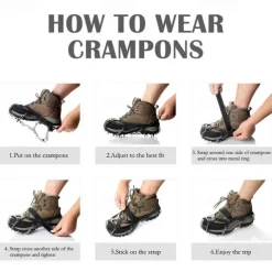 Crampons Ice Cleats For Boots Shoes, Anti Slip Stainless Steel Spikes For Outdoor Hiking Fishing Walking Climbing Mountaineering