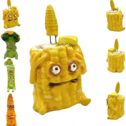 Cranky Carrot Figurine, Screaming Pickle, Handmade Cute Emotional Support Celery Broccoli Buddy, Miniature Scare Corn Sculpture for Desk Home Office Decoration