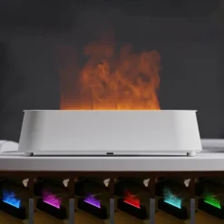 Creative 3D Simulation Flame Air Humidifier Household Colorful Atmosphere Light Intelligent Remote Control Humidifier USB Desktop Silent Large Fog Volume Humidifier Home Decor Room Decor