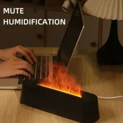Creative 3D Simulation Flame Air Humidifier Household Colorful Atmosphere Light Intelligent Remote Control Humidifier USB Desktop Silent Large Fog Volume Humidifier Home Decor Room Decor