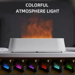 Creative 3D Simulation Flame Air Humidifier Household Colorful Atmosphere Light Intelligent Remote Control Humidifier USB Desktop Silent Large Fog Volume Humidifier Home Decor Room Decor