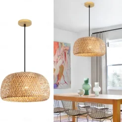 Creative Handmade Bamboo Weaving Natural Wind Ceiling Chandelier E27/E26 Base Ceiling Lighting Hanging Lamp Suitable for Study Coffee Shop Restaurant Rar AC110V AC220V