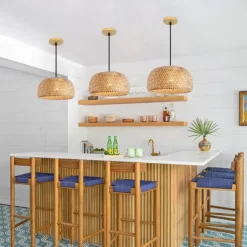 Creative Handmade Bamboo Weaving Natural Wind Ceiling Chandelier E27/E26 Base Ceiling Lighting Hanging Lamp Suitable for Study Coffee Shop Restaurant Rar AC110V AC220V