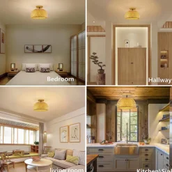 Creative Handmade Bamboo Weaving Natural Wind Ceiling Chandelier E27/E26 Base Ceiling Lighting Hanging Lamp Suitable for Study Coffee Shop Restaurant Rar AC110V AC220V