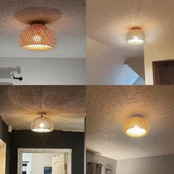 Creative Handmade Bamboo Weaving Natural Wind Ceiling Chandelier E27/E26 Base Ceiling Lighting Hanging Lamp Suitable for Study Coffee Shop Restaurant Rar AC110V AC220V