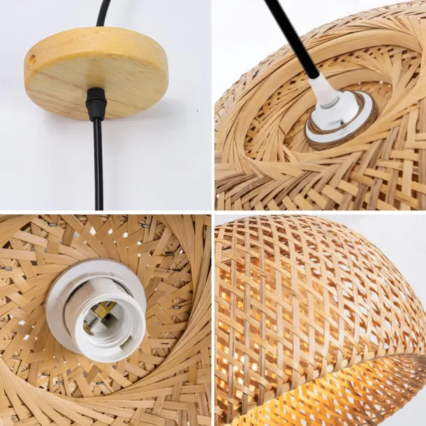 Creative Handmade Bamboo Weaving Natural Wind Ceiling Chandelier E27/E26 Base Ceiling Lighting Hanging Lamp Suitable for Study Coffee Shop Restaurant Rar AC110V AC220V