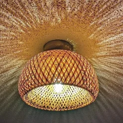 Creative Handmade Bamboo Weaving Natural Wind Ceiling Chandelier E27/E26 Base Ceiling Lighting Hanging Lamp Suitable for Study Coffee Shop Restaurant Rar AC110V AC220V