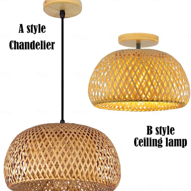 Creative Handmade Bamboo Weaving Natural Wind Ceiling Chandelier E27/E26 Base Ceiling Lighting Hanging Lamp Suitable for Study Coffee Shop Restaurant Rar AC110V AC220V