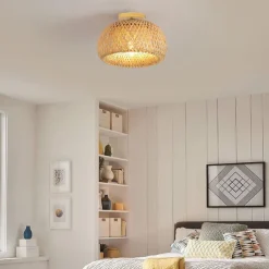 Creative Handmade Bamboo Weaving Natural Wind Ceiling Chandelier E27/E26 Base Ceiling Lighting Hanging Lamp Suitable for Study Coffee Shop Restaurant Rar AC110V AC220V