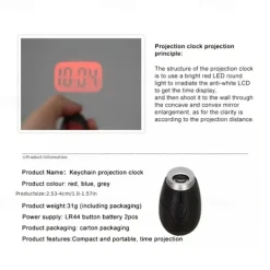 Creative Projection Electronic Clock LED Digital Clock Mini Portable Projection Clock Flashlight Keychain Projection Watch