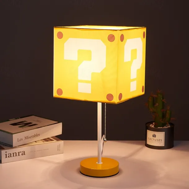 Creative Super Bros Mario Decorative Table Lamp Super Mary Bedroom Square Children's Cartoon Bedside Lamp Question Block Decor Night Light Merchandise