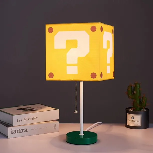 Creative Super Bros Mario Decorative Table Lamp Super Mary Bedroom Square Children's Cartoon Bedside Lamp Question Block Decor Night Light Merchandise