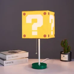 Creative Super Bros Mario Decorative Table Lamp Super Mary Bedroom Square Children's Cartoon Bedside Lamp Question Block Decor Night Light Merchandise