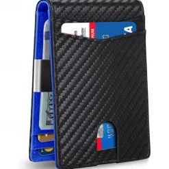 Credit Card Holder Wallet Carbon Fiber Name Card Holder with Magnetic Shut Multi Credit Card Protector for Women Men