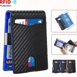 Credit Card Holder Wallet Carbon Fiber Name Card Holder with Magnetic Shut Multi Credit Card Protector for Women Men