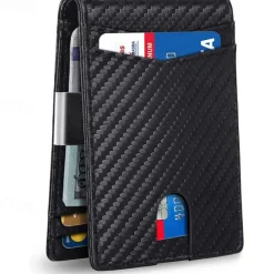 Credit Card Holder Wallet Carbon Fiber Name Card Holder with Magnetic Shut Multi Credit Card Protector for Women Men
