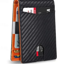 Credit Card Holder Wallet Carbon Fiber Name Card Holder with Magnetic Shut Multi Credit Card Protector for Women Men