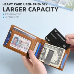 Credit Card Holder Wallet Carbon Fiber Name Card Holder with Magnetic Shut Multi Credit Card Protector for Women Men