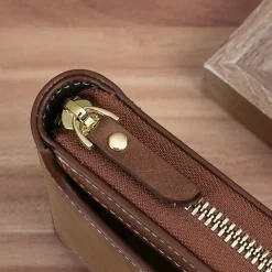 Credit Card Holder Wallet Men's PU Leather Solid Color Business Wallet Card Holder With Zipper & Button Valentine's Day Gift