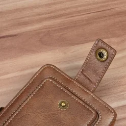 Credit Card Holder Wallet Men's PU Leather Solid Color Business Wallet Card Holder With Zipper & Button Valentine's Day Gift
