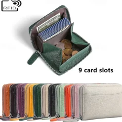 Credit Card Holder Wallet Genuine Leather Name Card Holder Luxury with Magnetic Shut Single Compartment for Women Men