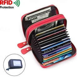 Credit Card Holder Wallet Genuine Leather Name Card Holder Luxury with Magnetic Shut Single Compartment for Women Men