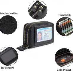 Credit Card Holder Wallet Genuine Leather Name Card Holder Luxury with Magnetic Shut Single Compartment for Women Men